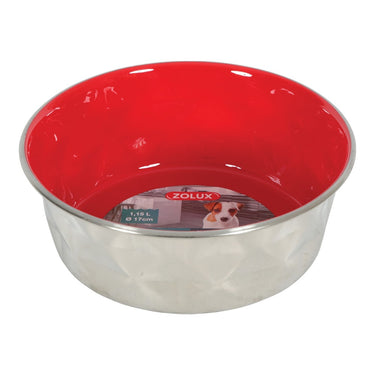 Diamonds Stainless Non-Slip Dog Bowls - Red 1.15L